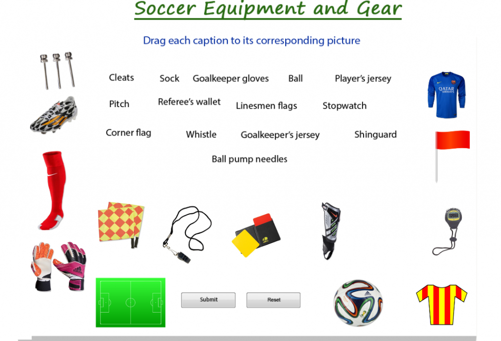 Figure 2. Soccer Equipment and Gear PDF (www.busyteacher.org)